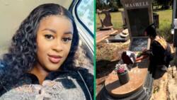 Video: Emotional Moment as Graduate Honours Late Mum at Gravesite With Top Academic Achievement
