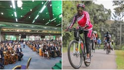UN-Habitat Assembly: Rachel Ruto Braves Cold Weather, Rides Bike from State House to Gigiri