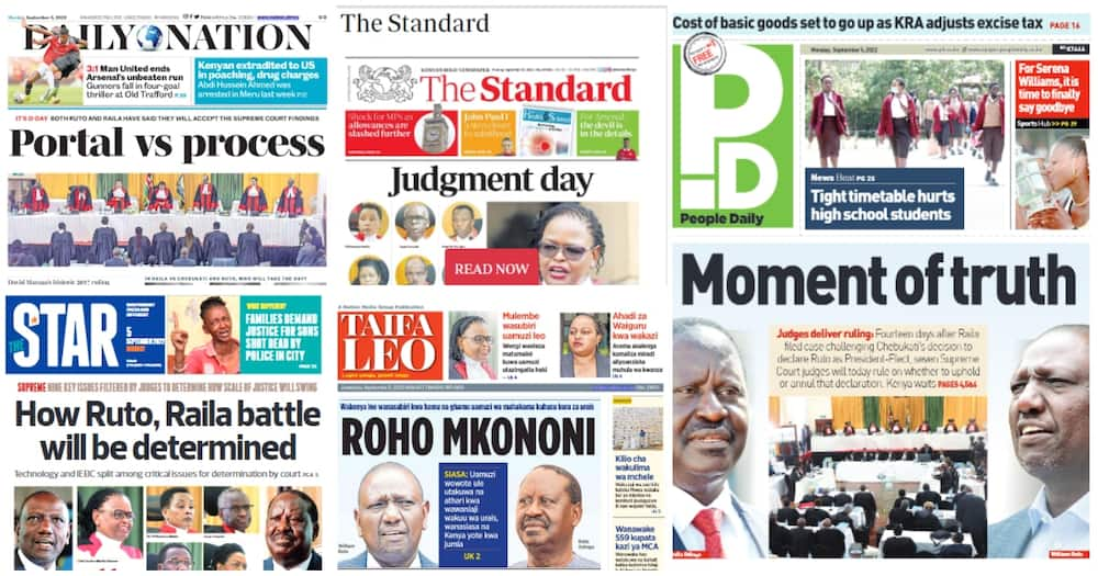 Magazetini Septemba 5: Mahakama ya Upeo Kuamua Hatma ya Raila, Ruto Kisiasa