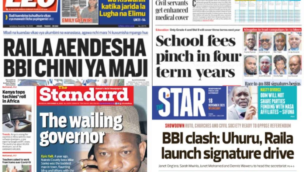 Kenyan newspapers review for November 18: MPs want standby helicopter evacuation in case of medical emergency