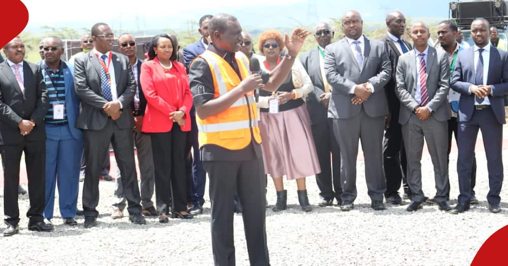 President William Ruto and Governor Susan Kihika in Naivasha during the groundbreaking ceremony of Naivasha affordable housing project.