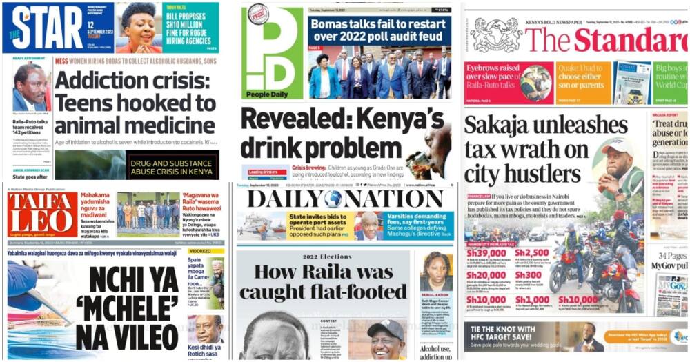Magazeti ya Kenya Sep 12: Johnson Sakaja Atangaza Mipango ya Kuwatoza Kodi zaidi Wakaaji wa Nairobi