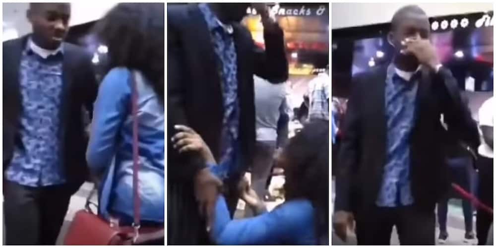Reactions as lady slaps boyfriend for rejecting her marriage proposal after dating for 6 years