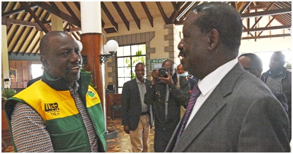 Raila Odinga (l) and William Ruto in a past meeting. Photo: William Ruto.