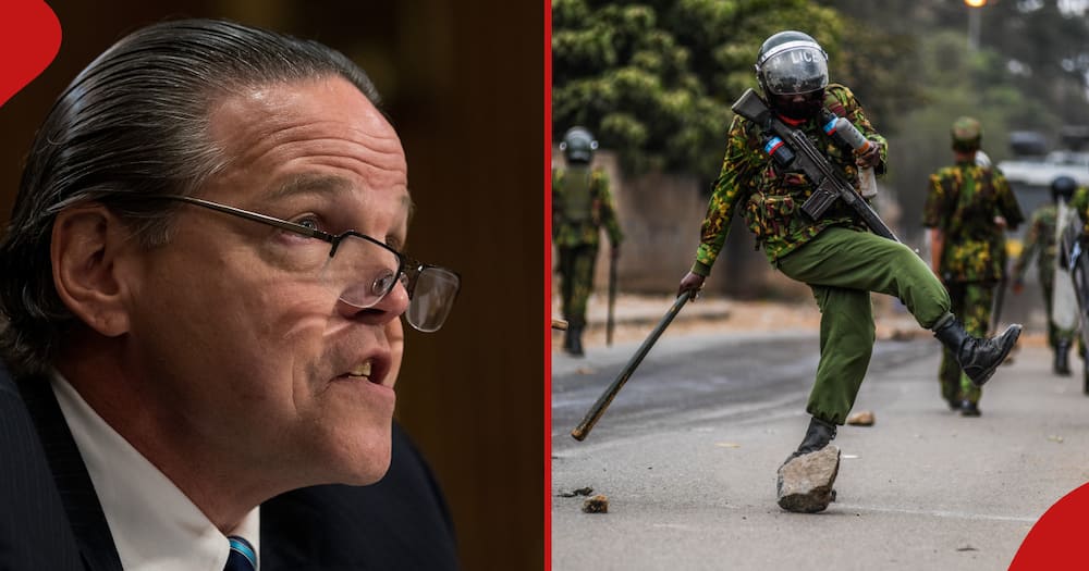 Daniel Foote (left frame) has cast doubt on Kenya's police (right frame) readiness to handle Haiti mission.