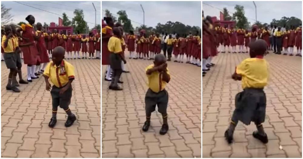 Video shows shy little schoolboy whining waist like a lady as he danced in front of students