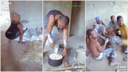 Lady Who Works at Construction Site Cooks Rice and Stew for Her Colleagues to Eat During Break