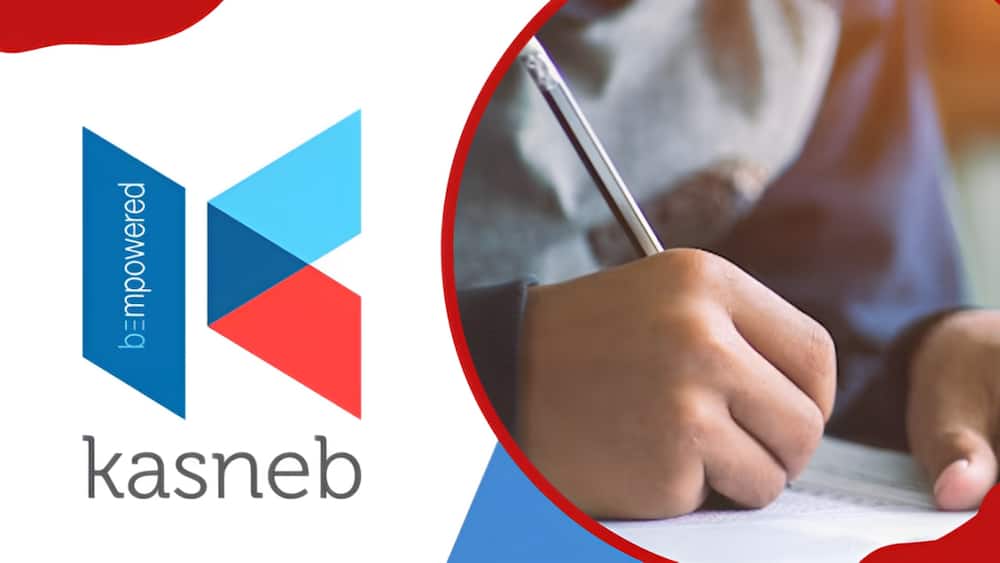 KASNEB logo and close up of unrecognizable student taking exams