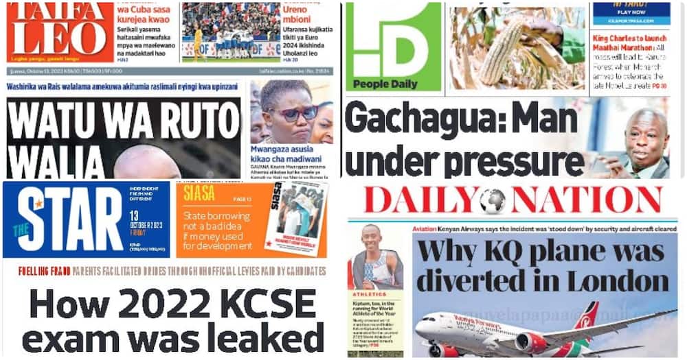 Kenyan newspapers headlines for Friday, October 13.