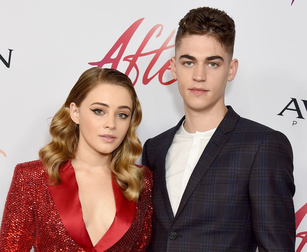 Josephine Langford and Hero Fiennes Tiffin attend the Los Angeles Premiere Of Aviron Pictures' "After"