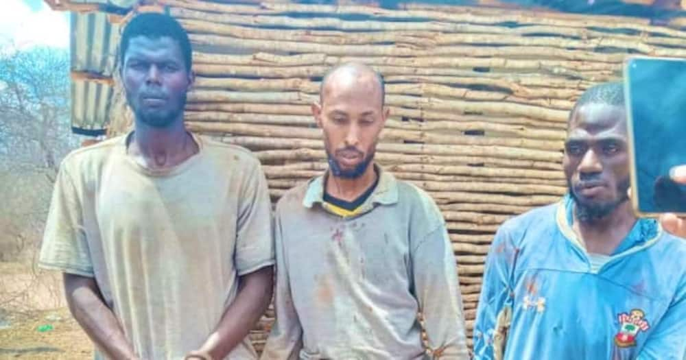 Joseph Odhiambo (r) and two other terror inmates. Photo: DCI.