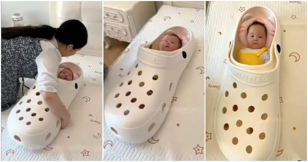 Little kid fitted into Croc bed. Little kid fitted into Croc bed.