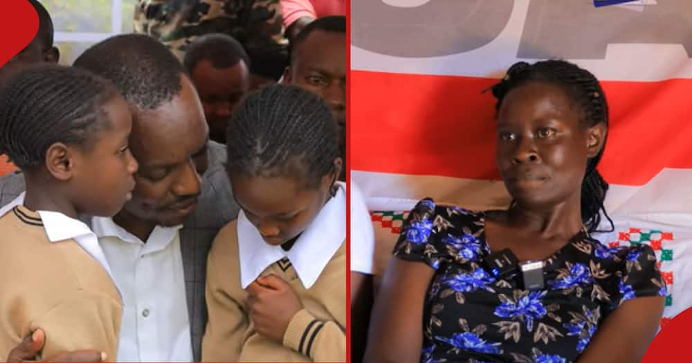 The twins being held by Governor Simba Arati and secodn frame shows their mum Jane Kerubo.