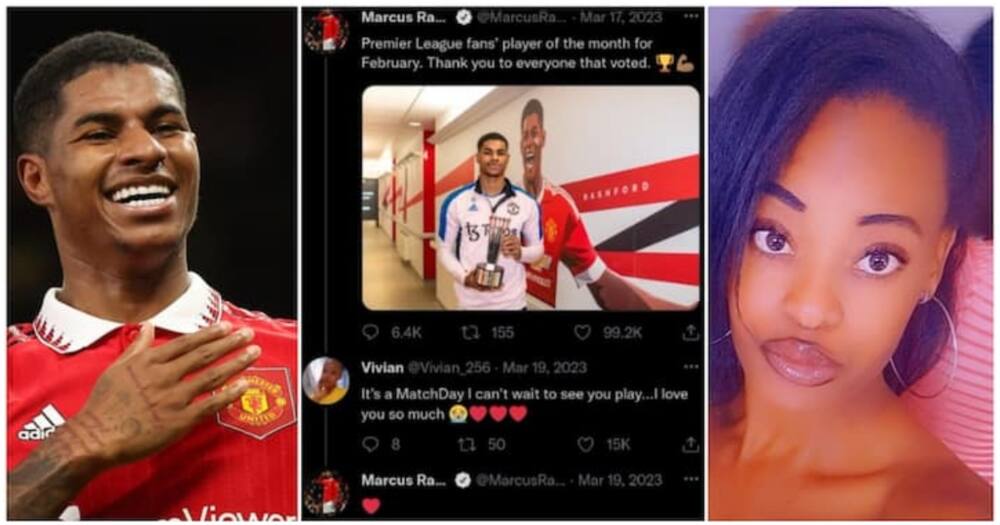 Marcus Rahsford responded to Kenyan fan who commented on his post. Photo: Marcus Rashford, Vivian_256.