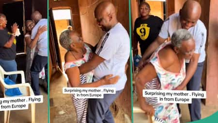 Video: Man Living Abroad Returns Home Without Telling Mum, Weeps as They Meet