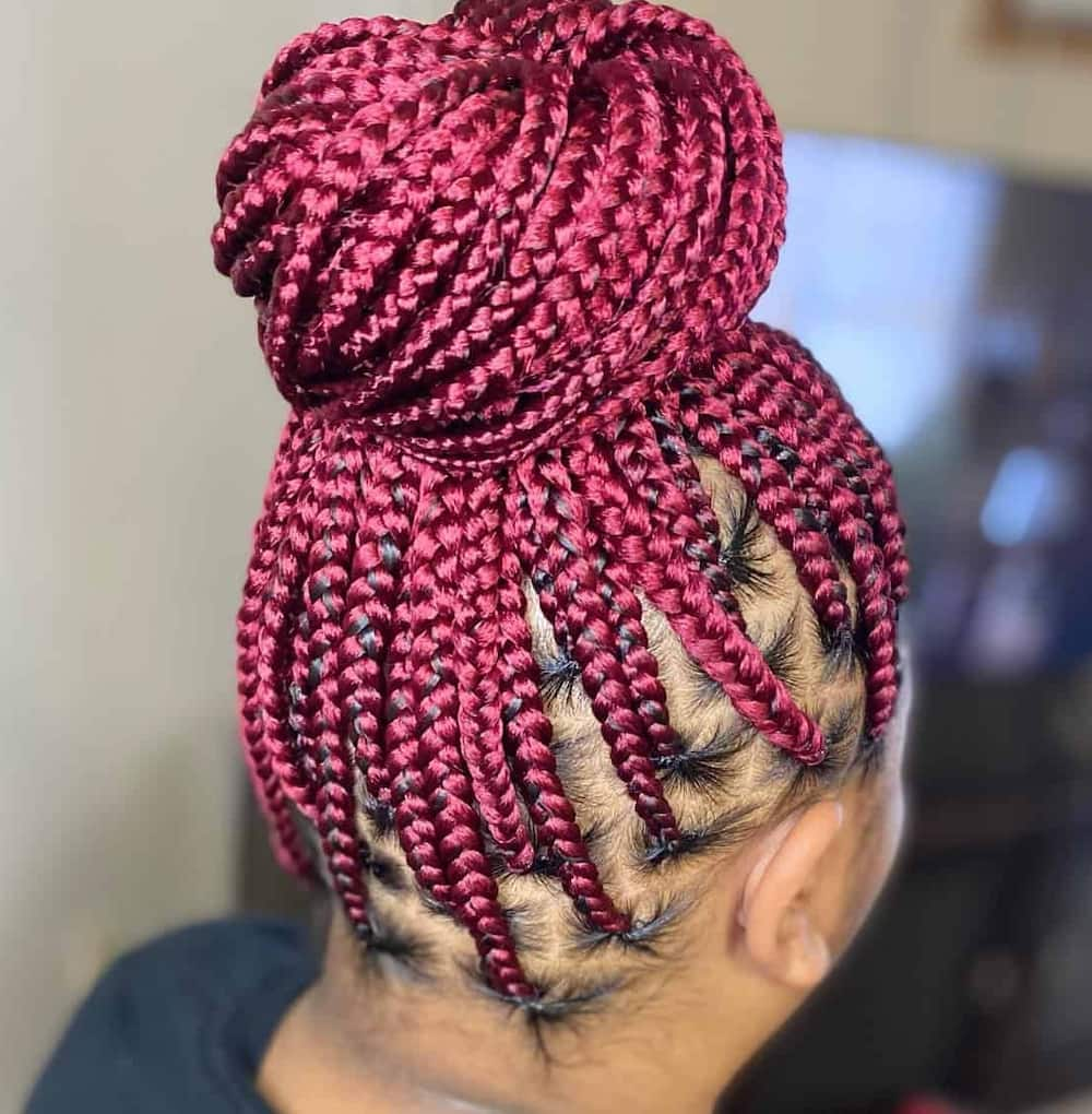 Burgundy Knotless Goddess Braids ❤️‍🔥🔥 #rihannasuperbowl2023