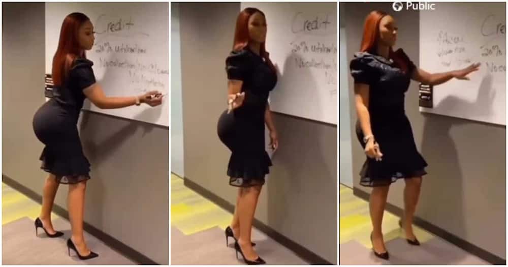 Curvy teacher shows off her form.
