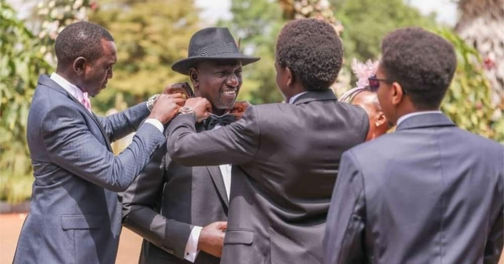 Photo of William Ruto's Sons Fixing Collars of His Shirt During June's Wedding Excites Netizens