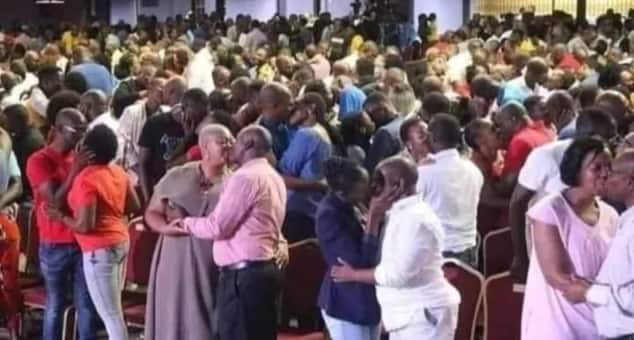 Image result for pastor orders congregation to kiss