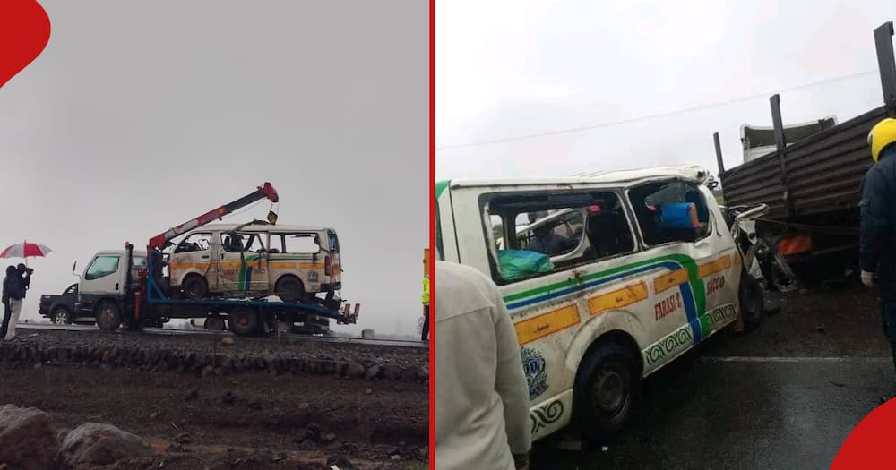 Collage of the accident scene that occurred at Sobea along Nakuru-Eldoret Highway.