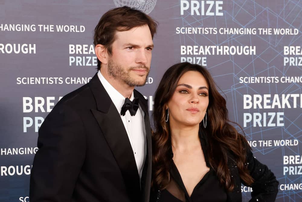 Ashton Kutcher and Mila Kunis attend the 9th annual Breakthrough Prize ceremony at Academy Museum of Motion Pictures in Los Angeles, California.