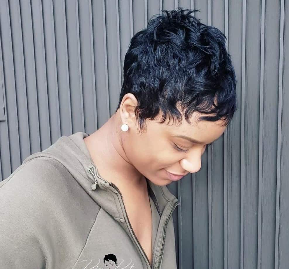 Short Black Pixie Cut Wigs For Black Women Human Hair Pixie Cut Wig Full  Wigs US | eBay