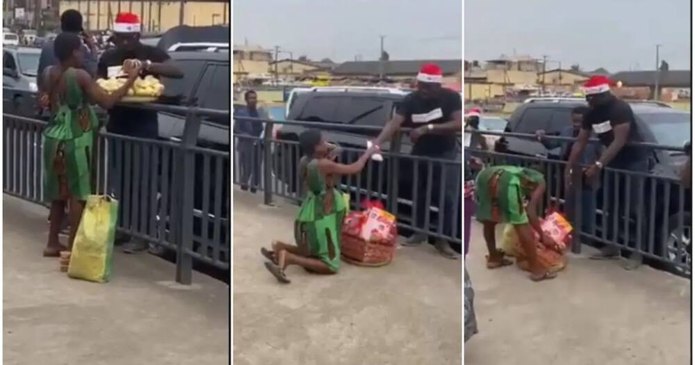Man warms hearts after blessing orange vendor with money, gift hamper