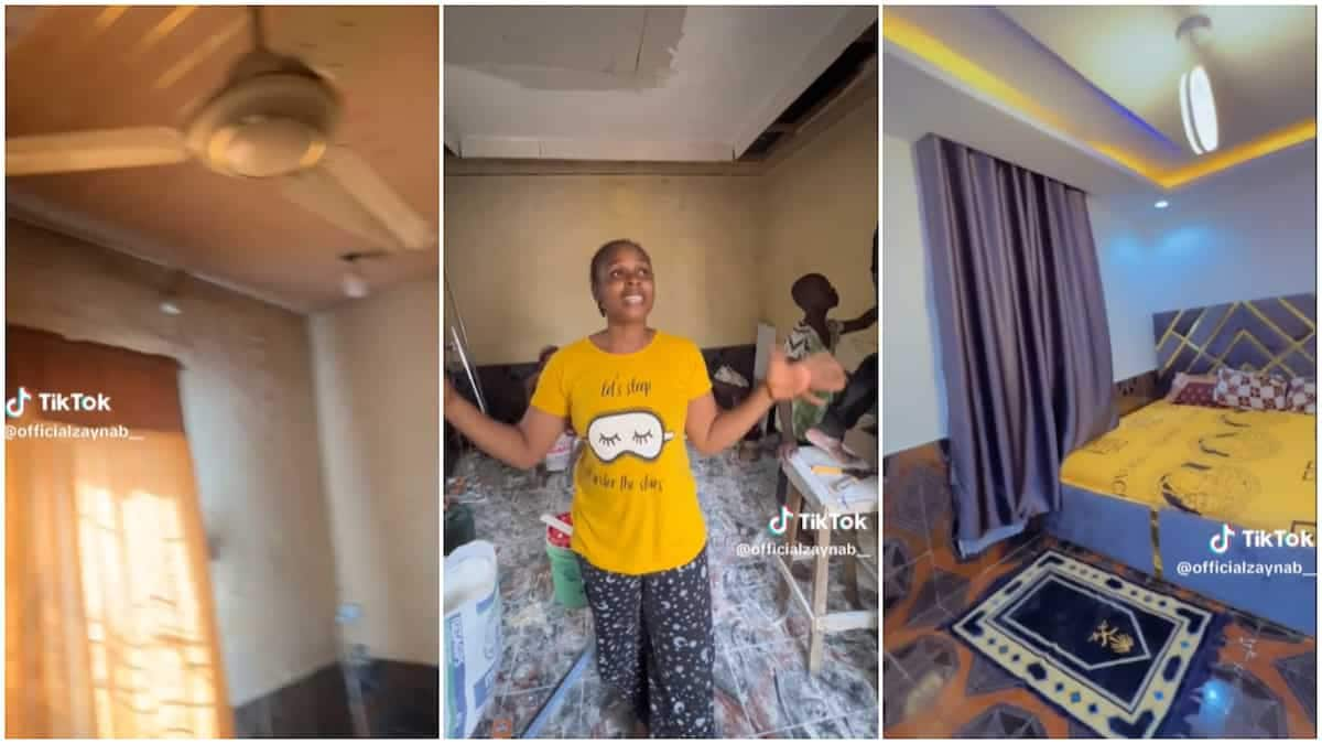 Lady Renovates Her Father\'s Room, Installs New Ceiling and Buys ...