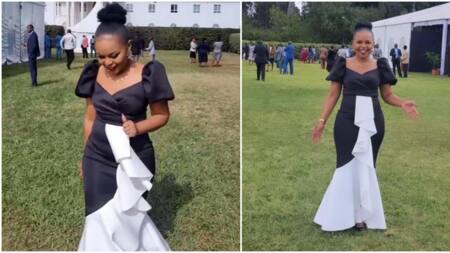 Size 8 Turns Heads in Beautiful Black and White Dress During State House Thanksgiving Service
