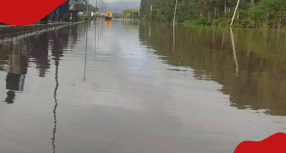 A stretch of Thika Road submerged in water