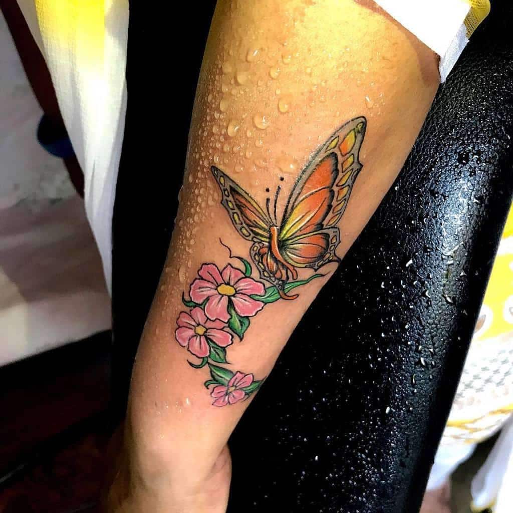 Flower Tattoo on Forearm for Women