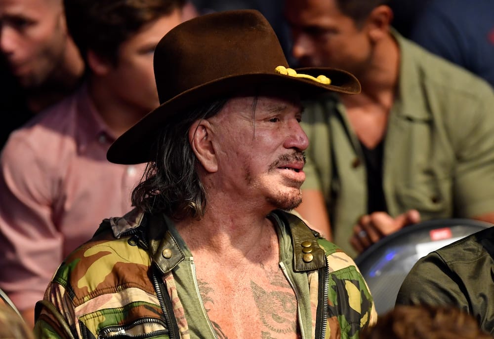 Actor Mickey Rourke is seen in attendance during the UFC