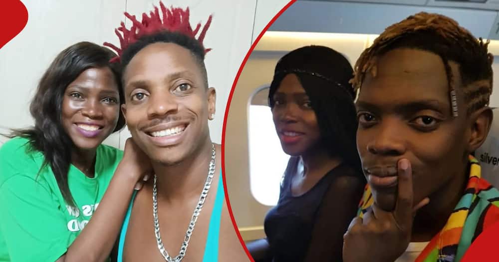 Fred Omondi (r) with his sister, Irene, Fred's brother Eric Omondi (l) pose for a photo with Irene.