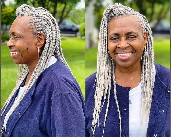 20 best grey hair braids for over 60 years old black women - Tuko.co.ke