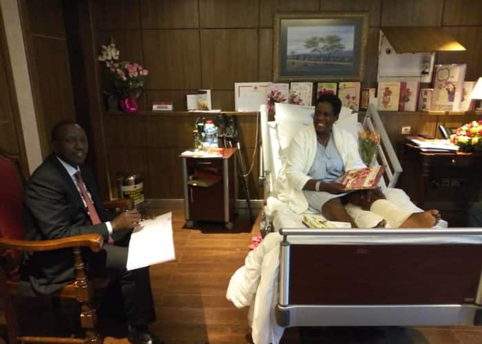 Raila, Ruto visit ailing Uganda's high commissioner to Kenya at Nairobi Hospital