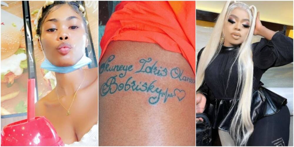 Bobrisky gifts another fan N1 million for tattooing his full name on her body