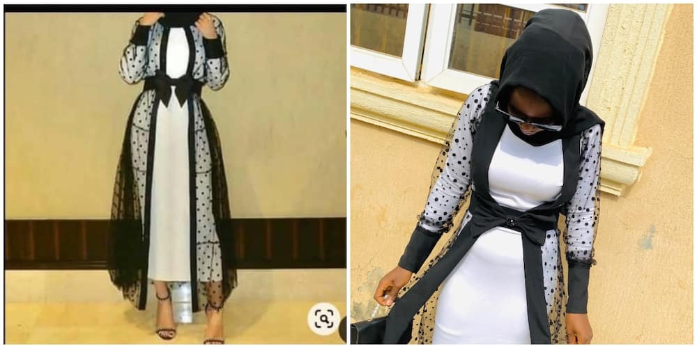 Nigerian lady shares cloth she saw vs what she sewed, many say the one she made herself was much better