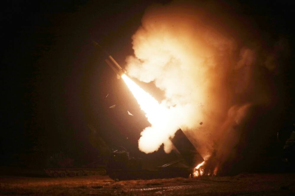 South Korea fires a missile during a joint live-fire exercise with the United States