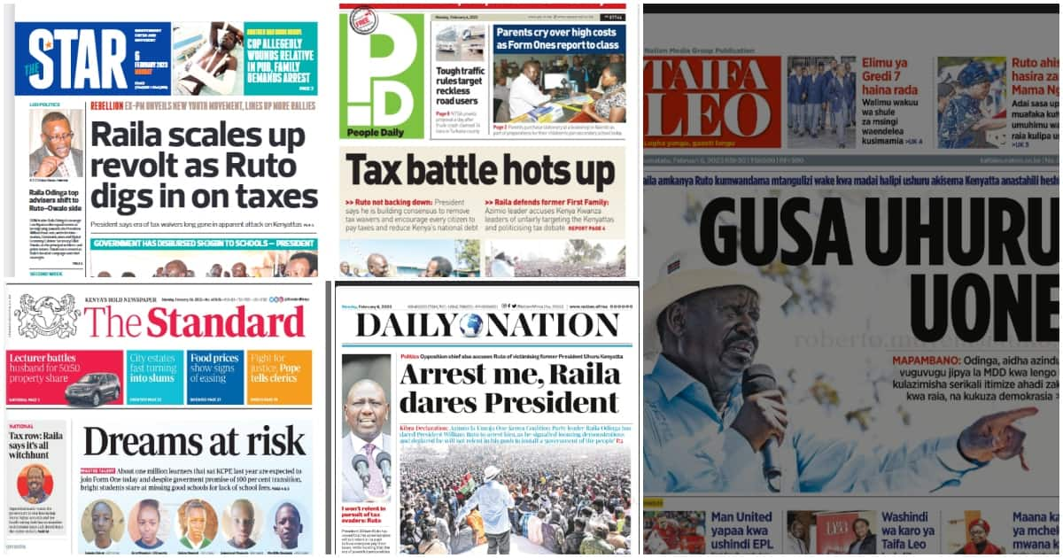 Kenyan Newspapers Review, February 6: Raila Odinga Dares Ruto To Arrest ...