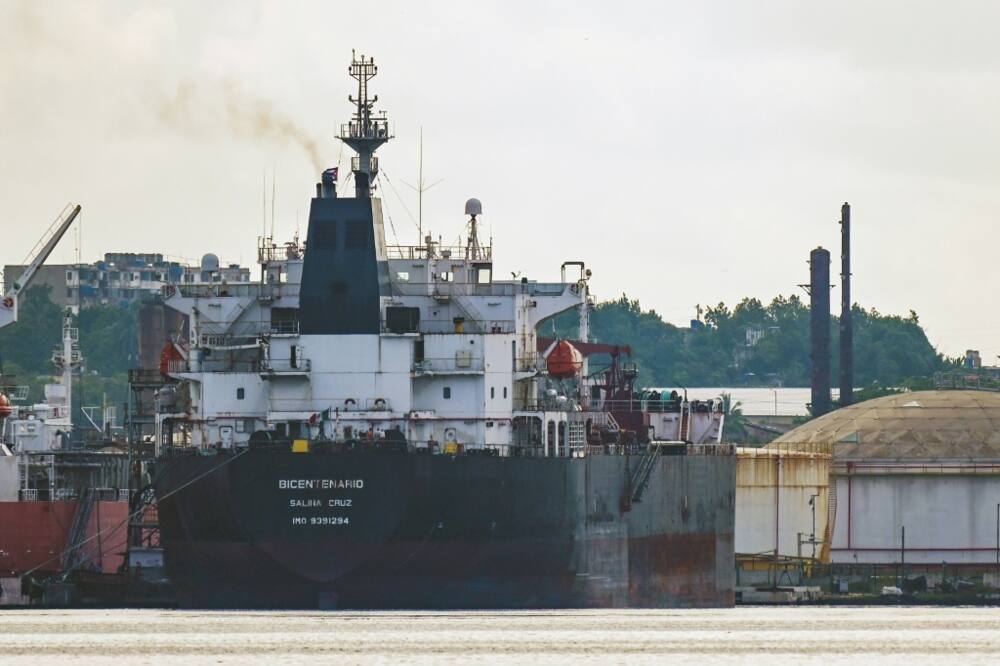 The Mexican oil tanker Bicentenario is docked at the Nico Lopez oil refinery in Havana, on June 8, 2023