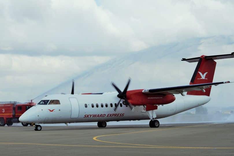 A Skyward Express plane at Mombasa International Airport.
