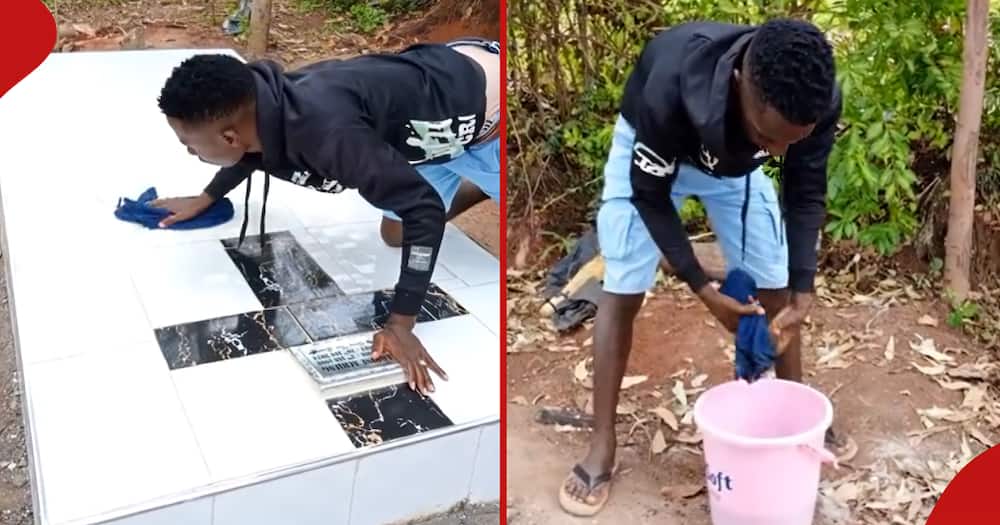 Ohangla singer Aungo Wuod Awendo cleans late wife’s grave.