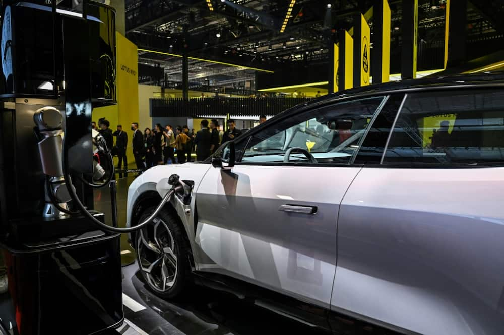 A Lotus Eletre being charged at the Shanghai Auto Show. The proliferation of EV products in China is 'changing the entire market', according to Lotus executive Mike Johnstone