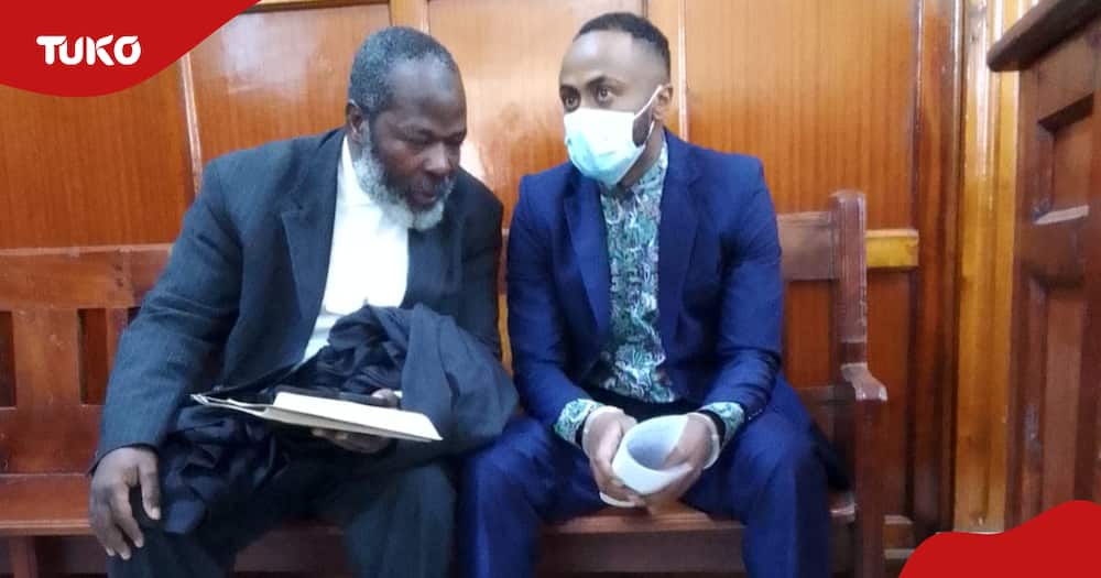 Joseph Irungu, alias Jowie, (right) and his lawyer, Hassan Nandwa