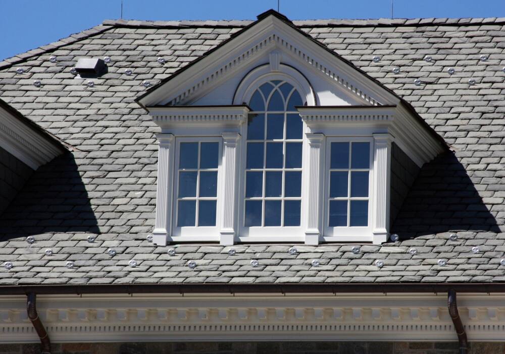 White painted steel Palladian windows