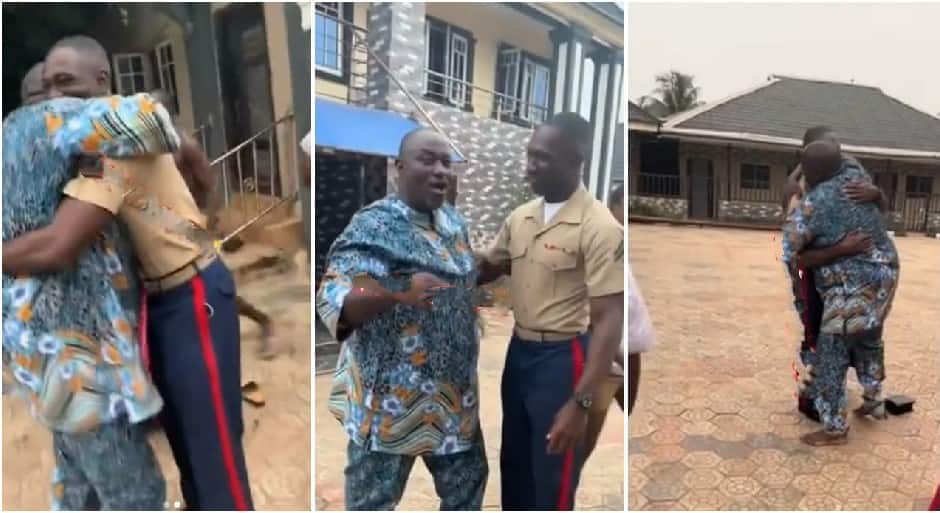 Nigerian man serving in the United States Army returns to Nigeria to surprise his family in joyous video.