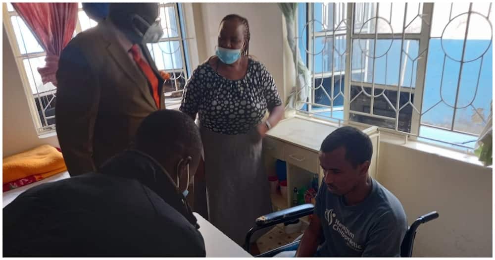 CS Magoha Visits KCPE Candidate Suffering from Stroke, Asks Invigilator to Help Him