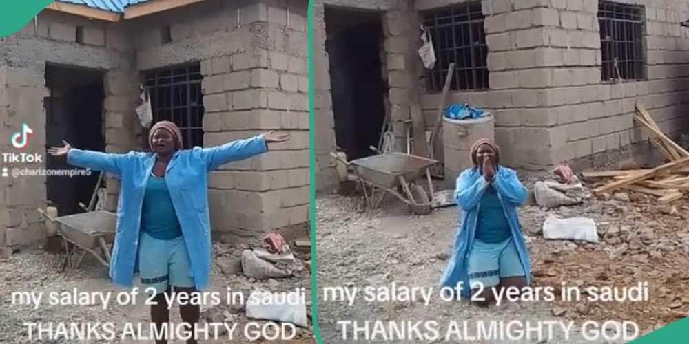 Video emerges as lady builds house after saving her salary for two years