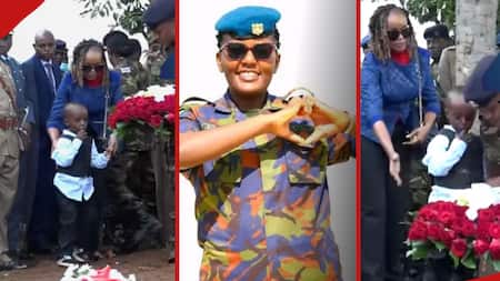 Rose Nyawira: Heartbreaking Moment Late KDF Soldier's Son Placed Flowers on Her Grave