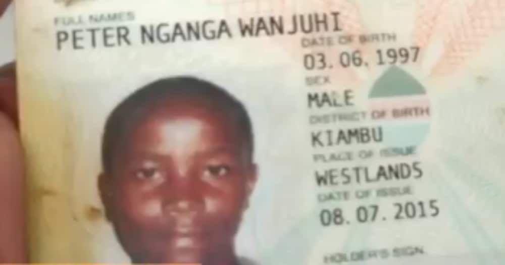 ID card of Peter Nganga. Photo: Citizen.